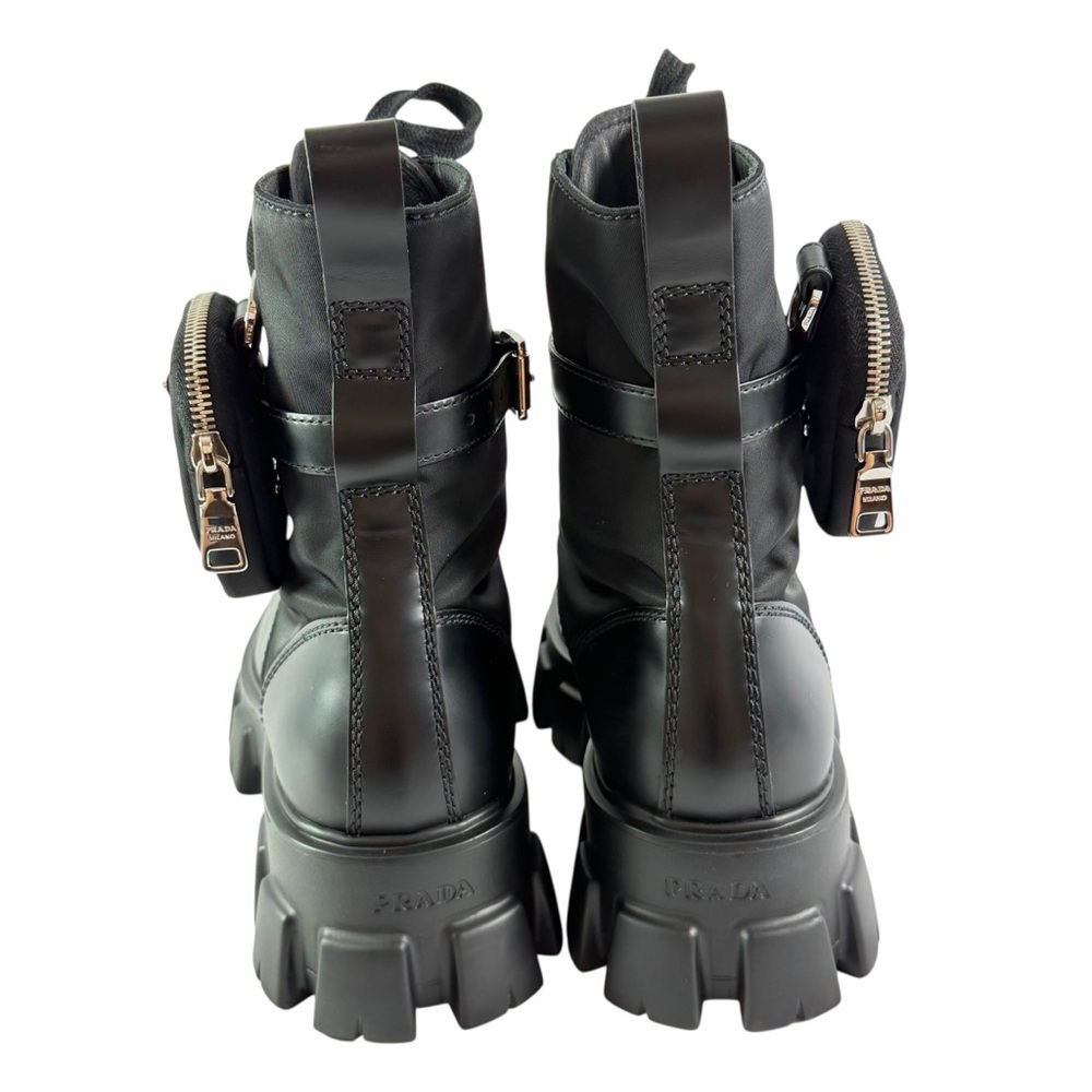 PRADA Re-Nylon White Leather Monolith With Pouch Ankle Men's Boots 8.5UK - 9.5US - Picture 4 of 16